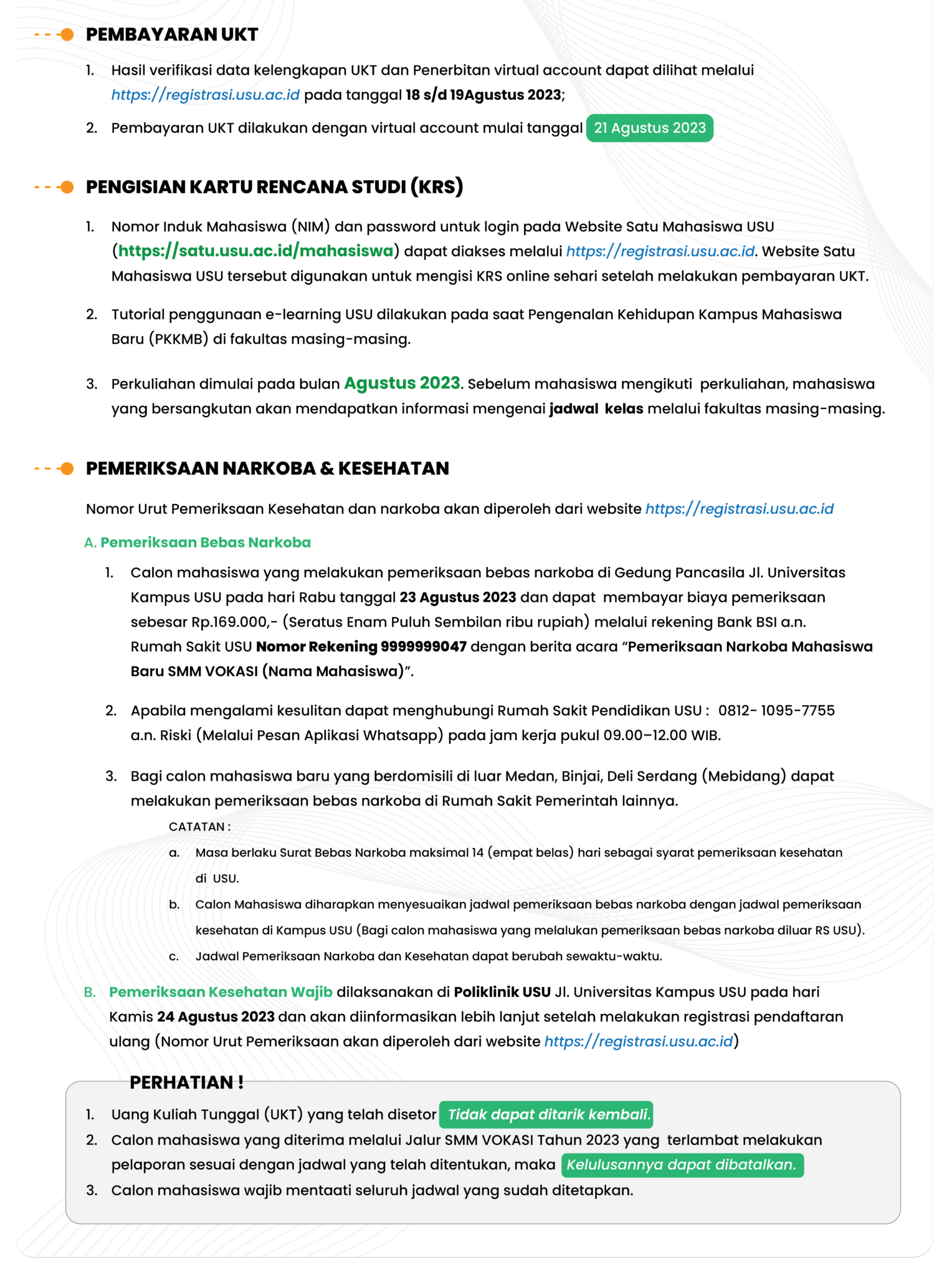 Tata Cara Pendaftaran Ulang Vokasi Penerimaan Mahasiswa Usu